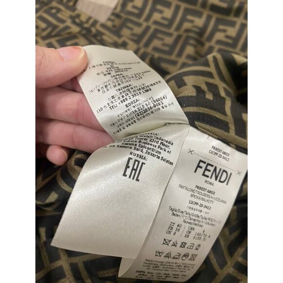 Fendi FF Twill Silk Flared Wide Leg Logo Monogram Tassel Tie Pants 40 - Picture 8 of 12